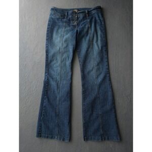 Vintage Y2K Armor Jeans Blue Flare Jeans 9/10 Button Fly Seam Detail